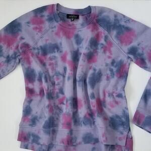 NEW! LUCKY BRAND Pullover Tie Dye Crew Sweatshirt NWT Medium Purple Blue